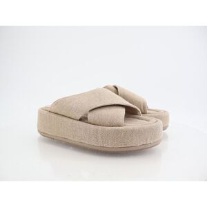 Paloma Barceló Bola Platform Sandal Slide Beige Cross Straps Size 40 9.5 Fabric